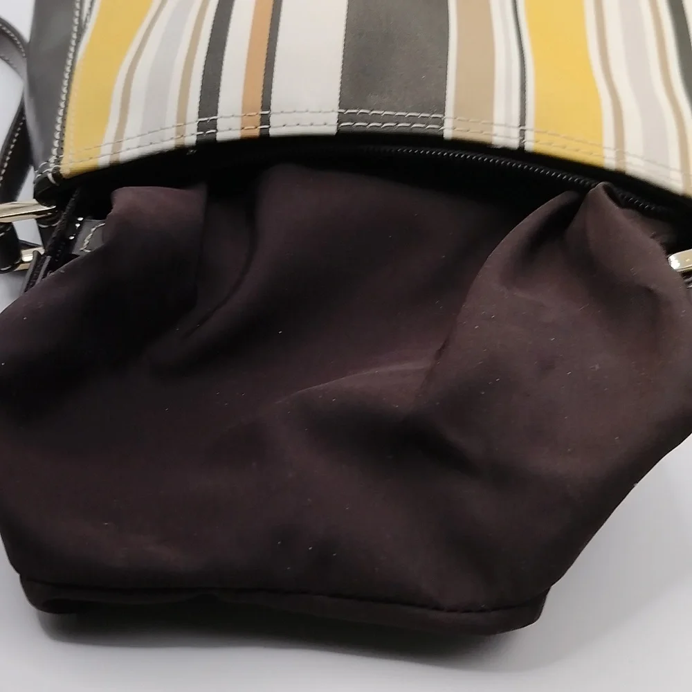 Liz Claiborne Classic Striped Small Shoulder Bag Black, Yellow, Brown VTG Y2K
